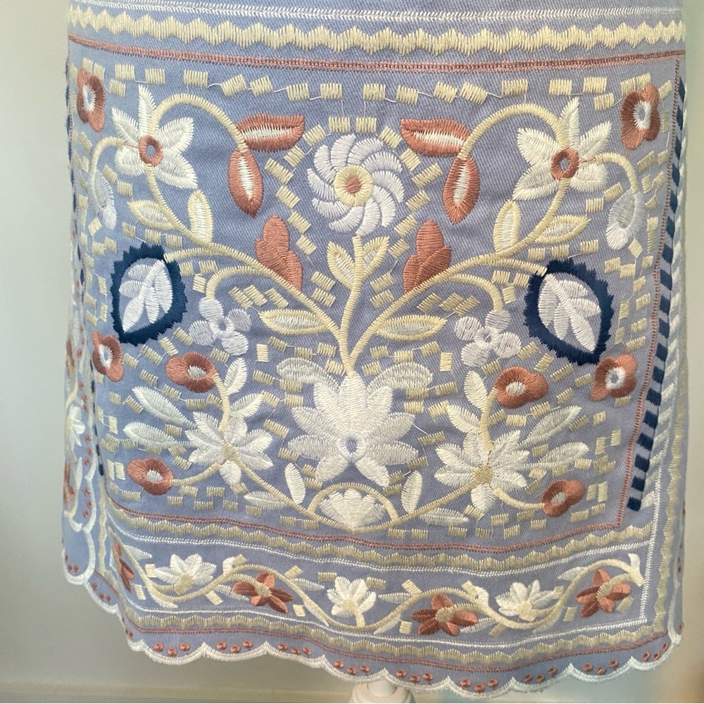jacquie the label Floral Embroidered Blue Top Mini Skirt 2 piece set large NWT - Picture 13 of 17